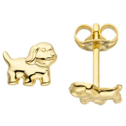 Kinder Ohrstecker "Hündchen" 333 Gelbgold