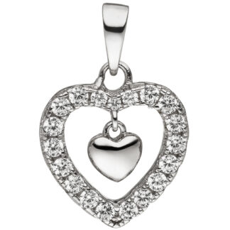 Anhänger "Herzen" 925 Silber mit 19 Zirkonia weiß