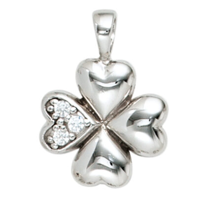 Anhänger "Kleeblatt" 925 Silber mit 3 Zirkonia weiß