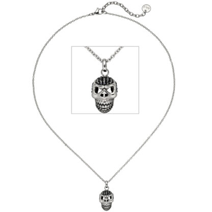 Collier "Totenkopf" Edelstahl SWAROVSKI® ELEMENTS 47 cm