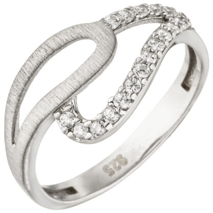 Ring 925 Silber/teilmatt mit 18 Zirkonia weiß