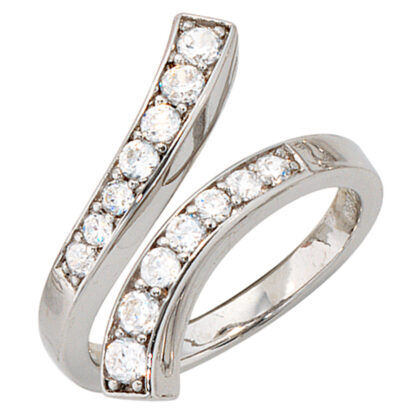 Ring offen 925 Silber mit 14 Zirkonia weiß
