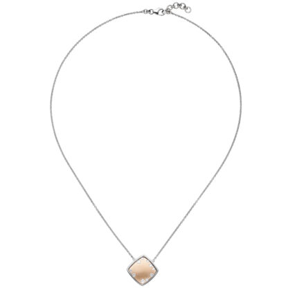 Collier mit Anhänger quadratisch 375 Rot-/Weißgold und Zirkonia weiß – Bild 4