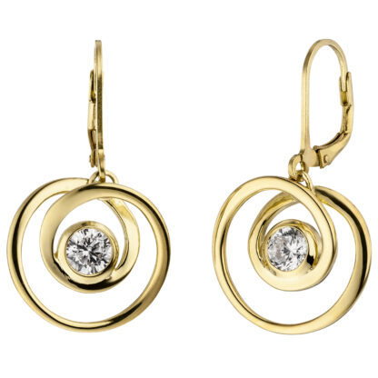 Boutons 925 Silber/vergoldet mit 2 Zirkonia weiß spiralförmig
