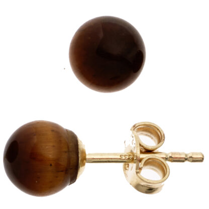 Ohrstecker 333 Gelbgold mit Tigerauge ca. 6,2 mm Durchmesser