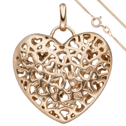 Collier "Herz" 925 Silber/rotvergoldet 45 cm