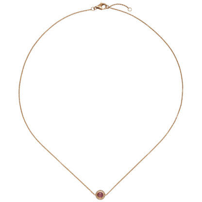 Collier/Ankerkette 585 Rotgold mit Turmalin pink und Brillanten – Bild 2