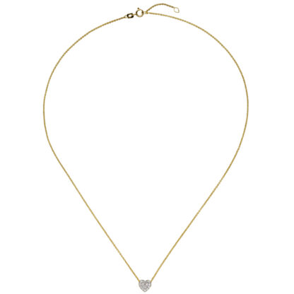 Collier/Ankerkette "Herz" 375 Gelbgold mit 14 Zirkonia weiß 45 cm – Bild 4