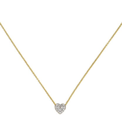 Collier/Ankerkette "Herz" 375 Gelbgold mit 14 Zirkonia weiß 45 cm – Bild 2