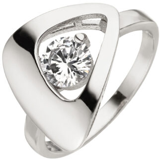 Ring 925 Silber mit Zirkonia weiß Dreieck abstrakt
