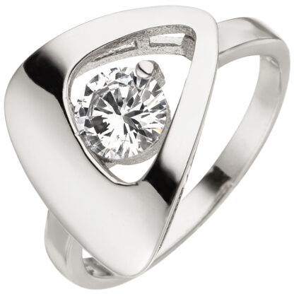 Ring 925 Silber mit Zirkonia weiß Dreieck abstrakt