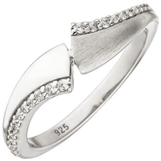 Ring 925 Silber/teilmattiert mit Zirkonia Fackel-Design