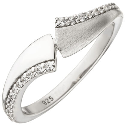 Ring 925 Silber/teilmattiert mit Zirkonia Fackel-Design