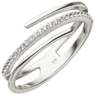 Ring 925 Silber mit 26 Zirkonia weiß Spiral-Design