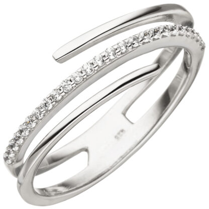 Ring 925 Silber mit 26 Zirkonia weiß Spiral-Design