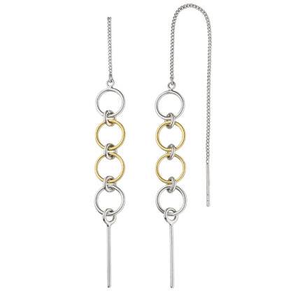Durchzieh-Ohrhaken mit Ringen 925 Silber/teilvergoldet