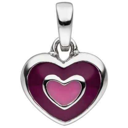 Kinder Anhänger "Herz" 925 Silber mit Emaille rosa/pink