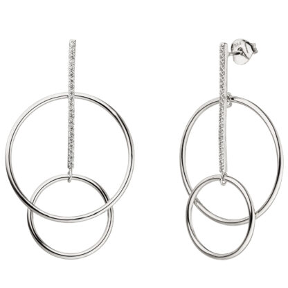 Ohrstecker "Ring Duo" 925 Silber mit Zirkonia weiß