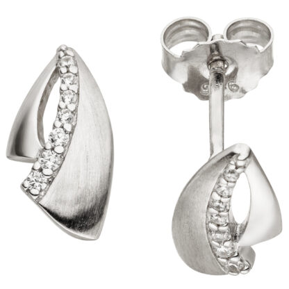Ohrstecker 925 Silber mit Zirkonia weiß Fackel-Design