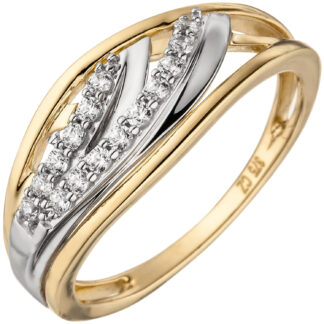 Ring 375 Gelbgold mit 15 Zirkonia weiß