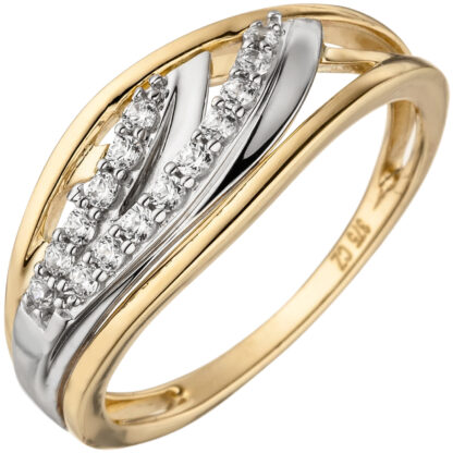 Ring 375 Gelbgold mit 15 Zirkonia weiß