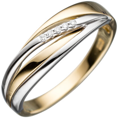 Ring mehrbahnig 585 Gelb-/Weißgold mit Brillanten