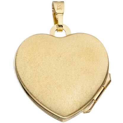 Medaillon "Herz" 333 Gelbgold/teilmattiert mit 3 Zirkonia weiß – Bild 4