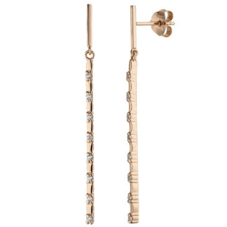 Ohrstecker lang 925 Silber/rotvergoldet mit 16 Zirkonia weiß