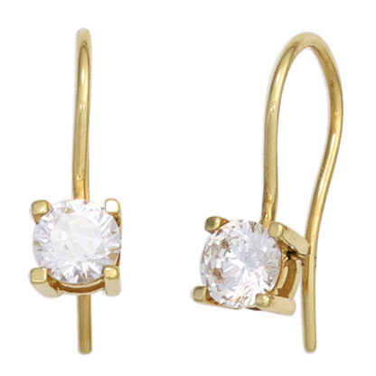 Schmuck-Set 333 Gelbgold mit Zirkonia Ohrhaken, Anhänger, Kette 45 cm – Bild 5