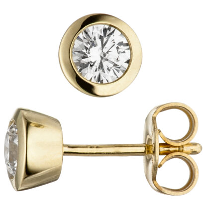 Schmuck-Set 333 Gelbgold mit Zirkonia rund Ohrstecker, Anhänger, Kette 42 cm – Bild 5