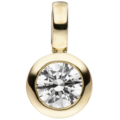 Schmuck-Set 333 Gelbgold mit Zirkonia rund Ohrstecker, Anhänger, Kette 42 cm – Bild 6