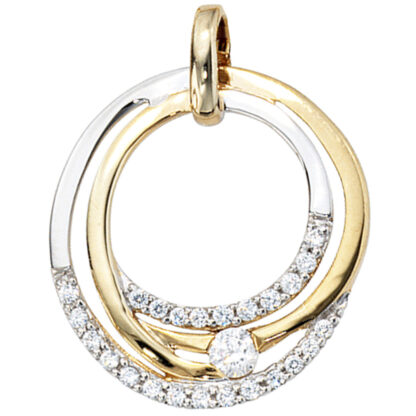 Schmuck-Set 333 Gelbgold mit Zirkonia Boutons, Anhänger, Kette 42 cm kreisförmig – Bild 6