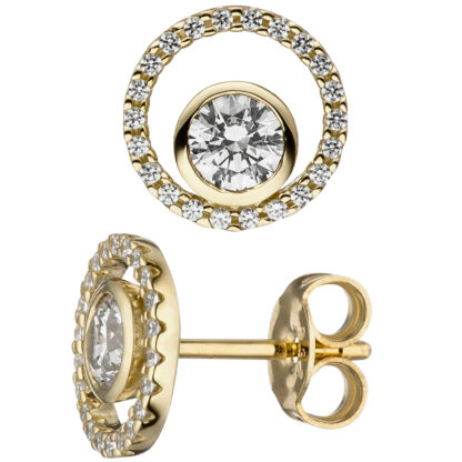 Schmuck-Set: Ohrstecker, Anhänger und Panzerkette 333 Gelbgold mit Zirkonia 42 cm – Bild 5