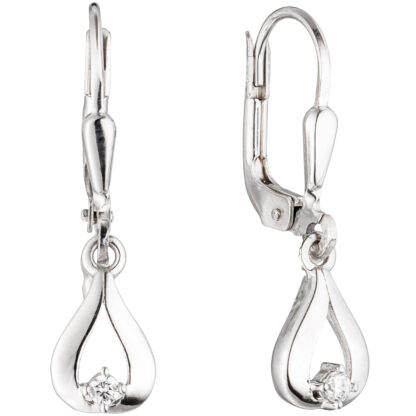 Schmuck-Set "Tropfen" 333 Weißgold mit Zirkonia Boutons, Anhänger, Kette 45 cm – Bild 5