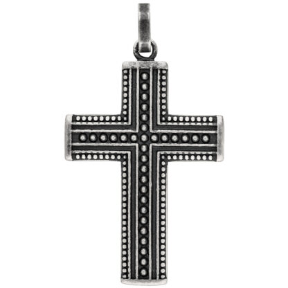 Anhänger "Kreuz" Edelstahl mit teilgeschwärztem Dekor