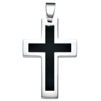 Anhänger "Kreuz" Edelstahl mit Lack schwarz