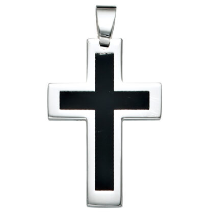 Anhänger "Kreuz" Edelstahl mit Lack schwarz