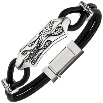 Armband Leder mit Edelstahl in Schlangen-Optik