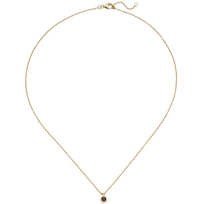 Collier/Ankerkette 585 Gelbgold mit Rauchquarz rund – Bild 4
