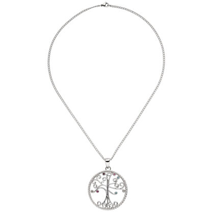 Collier/Panzerkette "Baum" Edelstahl mit bunten Kristallen
