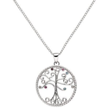 Collier/Panzerkette "Baum" Edelstahl mit bunten Kristallen – Bild 2