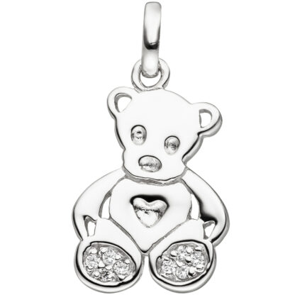 Kinder Anhänger "Teddy-Bär mit Herz" 925 Silber mit Zirkonia