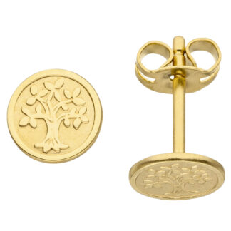 Ohrstecker "Baum" 333 Gelbgold