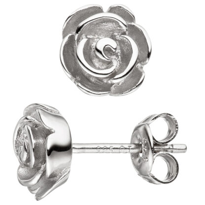 Ohrstecker "Rose" 925 Silber/teilmatt