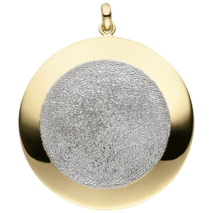 Anhänger rund 925 Silber/vergoldet mit Glitzereffekt