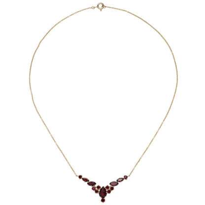 Collier 333 Gelbgold mit 14 Granat Edelsteinen rot – Bild 3