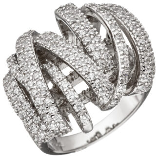 Ring "Futur-Design" 925 Silber mit Zirkonia weiß