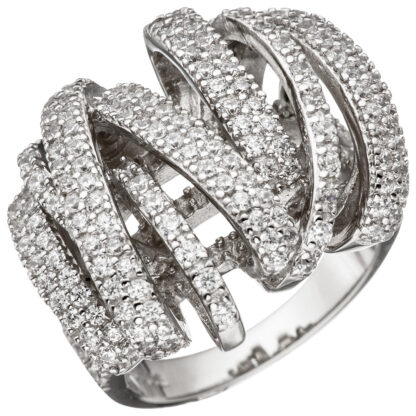 Ring "Futur-Design" 925 Silber mit Zirkonia weiß
