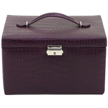 Friedrich Lederwaren Schmuckkoffer "Classico" Leder lila Kroko-Optik – Bild 4