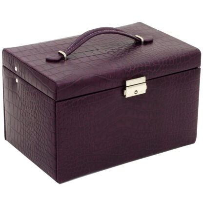Friedrich Lederwaren Schmuckkoffer "Classico" Leder lila Kroko-Optik – Bild 2